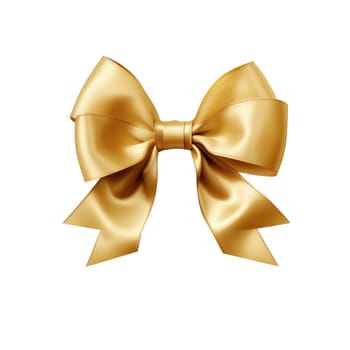 Gold ribbon with bow isolated on white.