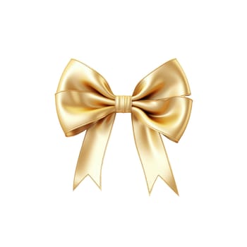 Gold ribbon with bow isolated on white.