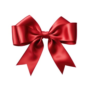 Red ribbon bow isolated on white background.