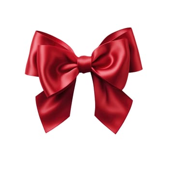 Red ribbon bow isolated on white background.