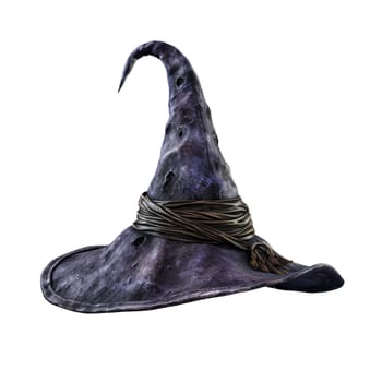 Black halloween witch hat isolated on a white background