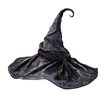 Black halloween witch hat isolated on a white background