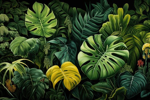 Exotic Monstera Leaf Seamless Pattern for Summer Vibes. AI Generative