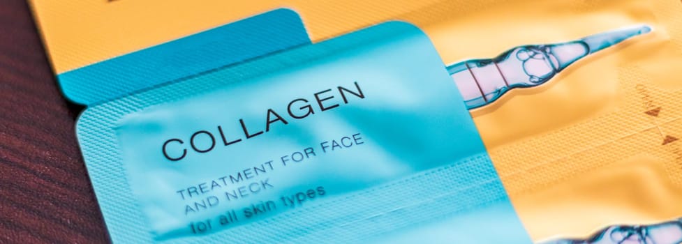 Close up shot of the collagen serum solution treatment for face and neck