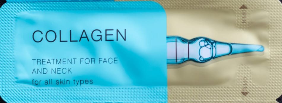 Close up shot of the collagen serum solution treatment for face and neck