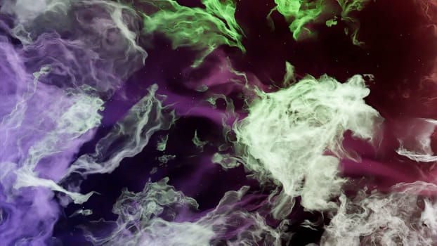 Black background.Design.Colorful bright smoke in animation that moves fast and slow. High quality 4k footage