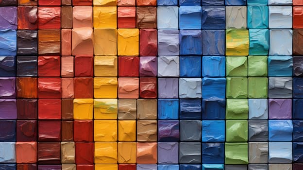 Eye-Catching Vibrant 3D Wooden Mosaic Wall Art Background for Websites and Blogs.