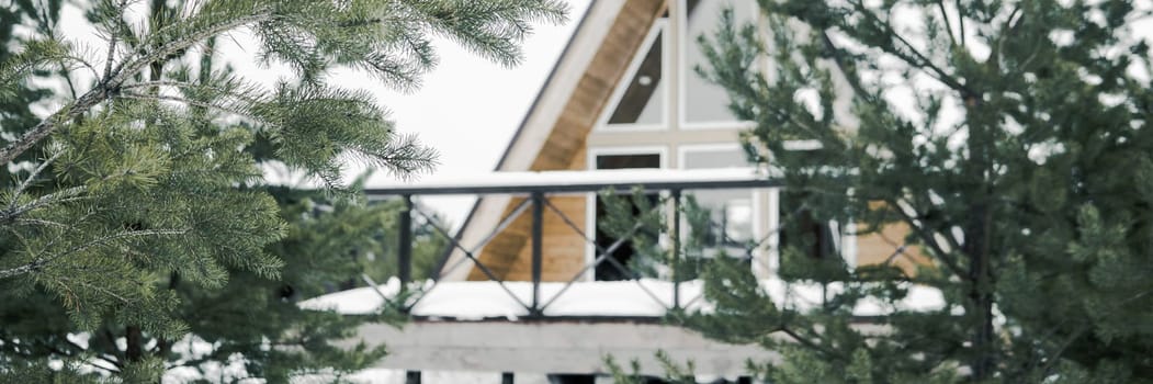 A country house in nature in winter. Rest in an ecologically clean place in winter. Glamping in nature