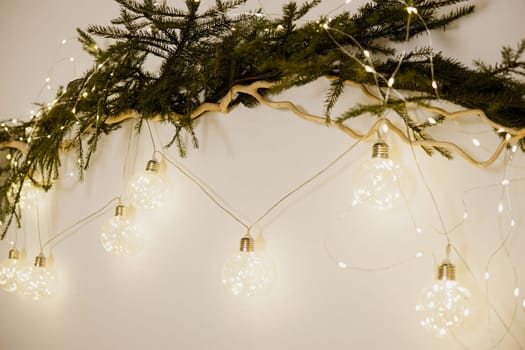 Luminous garland in the Christmas interior