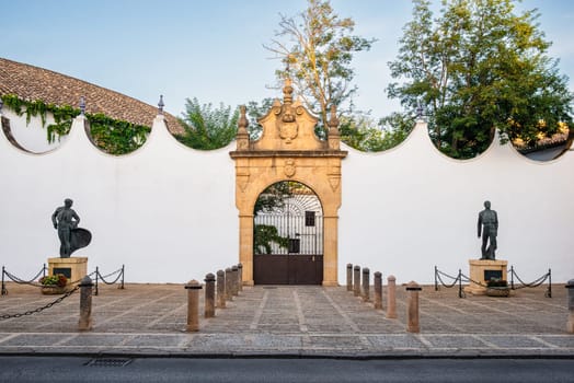 Badajoz, Spain, sunday. september 1 2024. Entrance to the bullring of Ronda, Andalusia, Spain