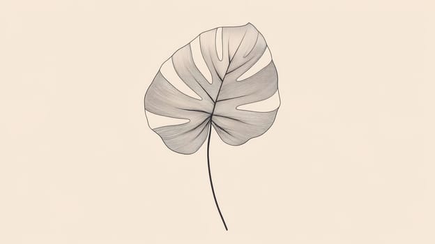 Monstera leaf illustration on beige background.