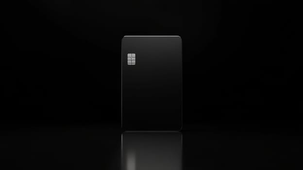 Minimalist black credit card on reflective surface.