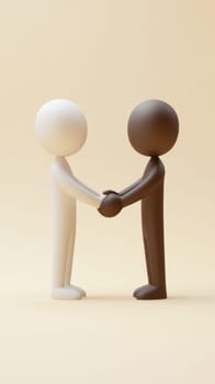 Two minimalist figures shaking hands in harmony.