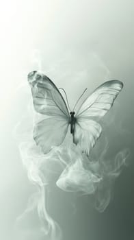 Translucent butterfly with ethereal smoke effect.
