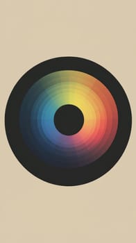 Colorful concentric circles on beige background.