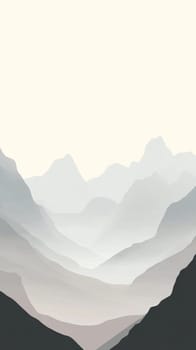 Minimalist mountain landscape with layered fog, serene nature concept.