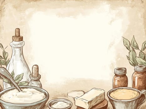 Various jars and containers filled with herbs, spices, and baking staples are arranged on a rustic kitchen countertop, inviting culinary creativity and exploration.