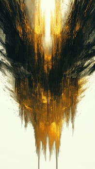 Gold and black brush strokes are mixing in a modern art composition. Creating a powerful and dramatic effect. This artwork is perfect for adding a touch of elegance and sophistication to any project