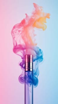 Colorful ink swirling in vial, abstract concept.