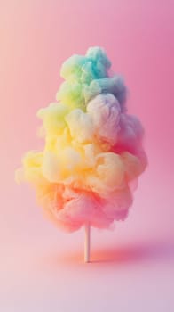 Colorful cotton candy against pastel background, playful and whimsical concept.