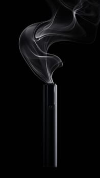 Electronic cigarette with swirling smoke, minimalist design. Modern lifestyle and relaxation concept.