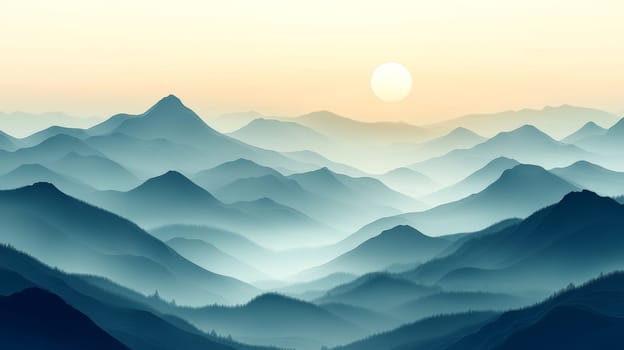 Serene mountain landscape at sunrise, tranquil nature and travel concept.
