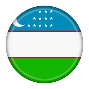 An Uzbekistan flag button illustration with clipping path