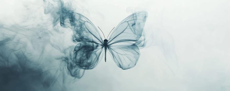 ethereal smoke butterfly in soft focus, artistic abstraction concept.