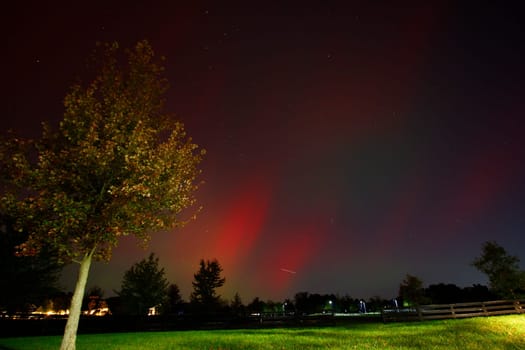 Northern Lights Over a Suburban Neighborhood, Dublin, Ohio, October 10, 2024