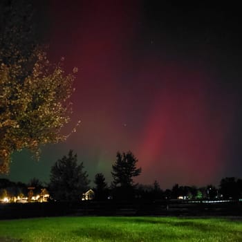 Northern Lights Over a Suburban Neighborhood, Dublin, Ohio, October 10, 2024