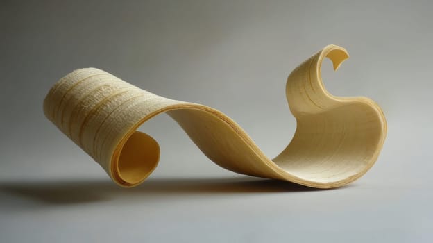 A banana peel that looks like a sheet of paper that rolls up.