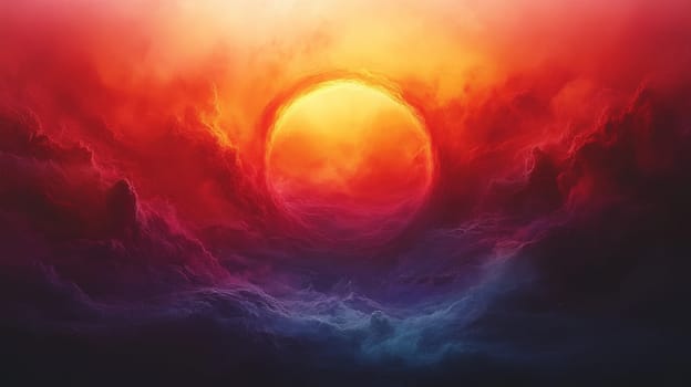 vivid sunset with fiery clouds, cosmic scenery. dreamlike sky and nature concept.