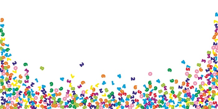 Flying latin letters. Colorful childish scattered charachters of English alphabet. Foreign languages study concept. Back to school banner .