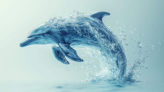 Dolphin leaping out of water, dynamic aquatic scene. Marine life and nature concept.