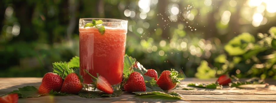 Colorful healthy smoothies and juices with fresh tropical fruits, Generative AI, drink