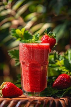 Colorful healthy smoothies and juices with fresh tropical fruits, Generative AI, drink