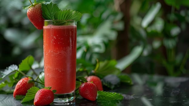 Colorful healthy smoothies and juices with fresh tropical fruits, Generative AI, drink