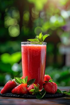 Colorful healthy smoothies and juices with fresh tropical fruits, Generative AI, drink