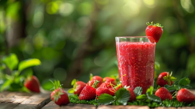 Colorful healthy smoothies and juices with fresh tropical fruits, Generative AI, drink