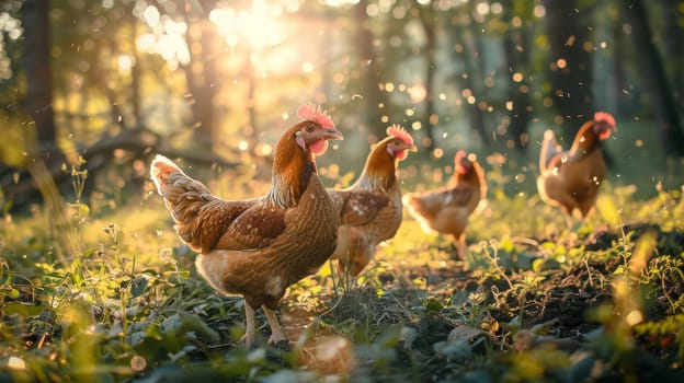 Chickens broilers on the farm. Selective focus. Generative AI, animals