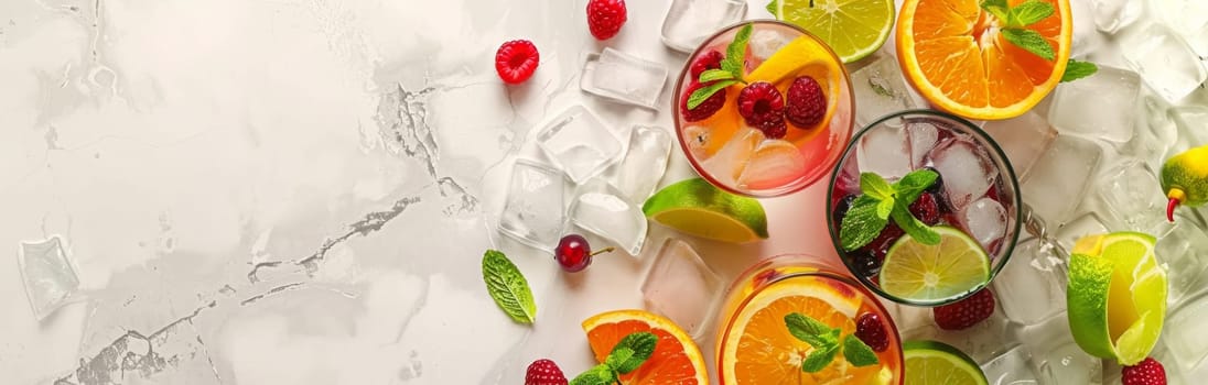assortment of freshly squeezed fruit juices, selective focus, Generative AI, drink