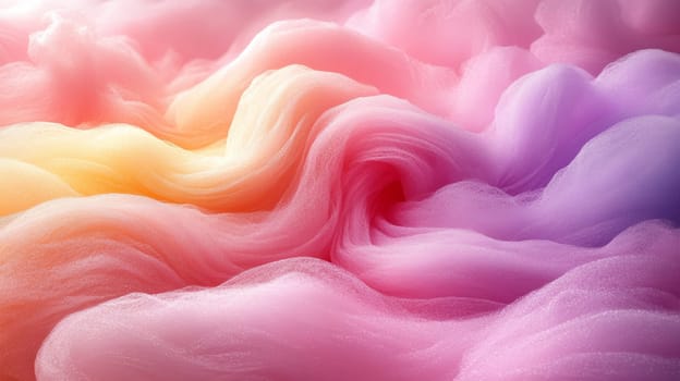 Abstract pastel waves of colorful cotton candy texture. Creative confectionery and color explosion concept.