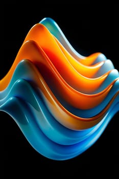 Colorful waves ripple and flow in an abstract design, showcasing smooth curves of orange, blue, and other vibrant shades against a dark backdrop.