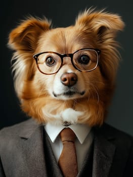 dog looking like a manager in a suit and tie