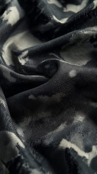 Close-up of textured black and grey camouflage fabric.