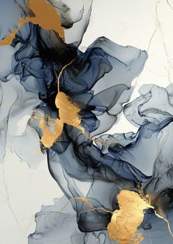 This close-up view highlights a stunning blue and gold marbled surface, emphasizing the intricate patterns and textures of the natural stone
