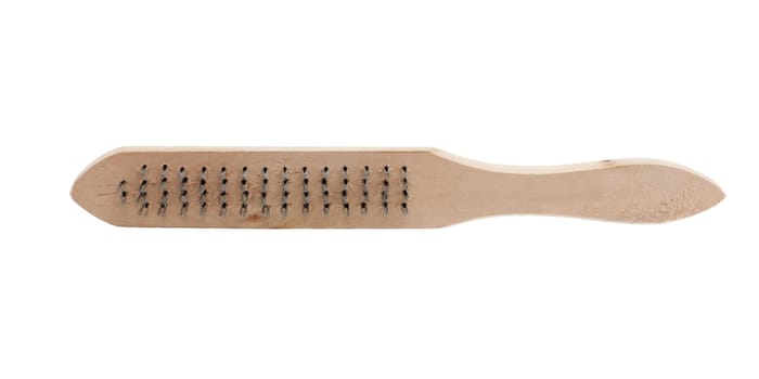 A wire brush wood front view