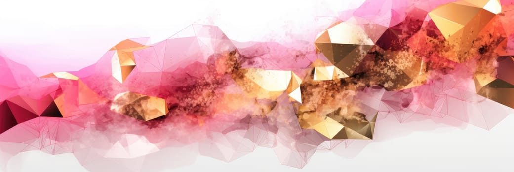 Abstract watercolor artwork mixed with buzzy geometric shapes for background of social media banner generative AI image