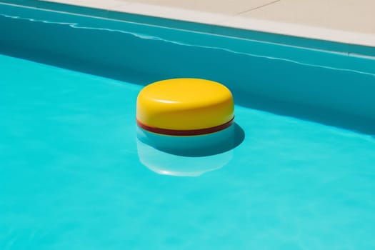 rubber sunny ring safety pool hotel leisure rescue resort lifesaver water vacation emergency sunlight yellow float circle children spa inflatable. Generative AI.