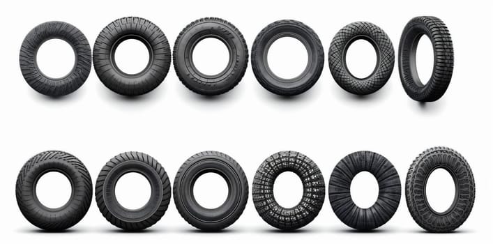 drive road pattern automotive tire car tyre heap object wheel change rim auto profile race background disc shop isolated automobile rubber. Generative AI.